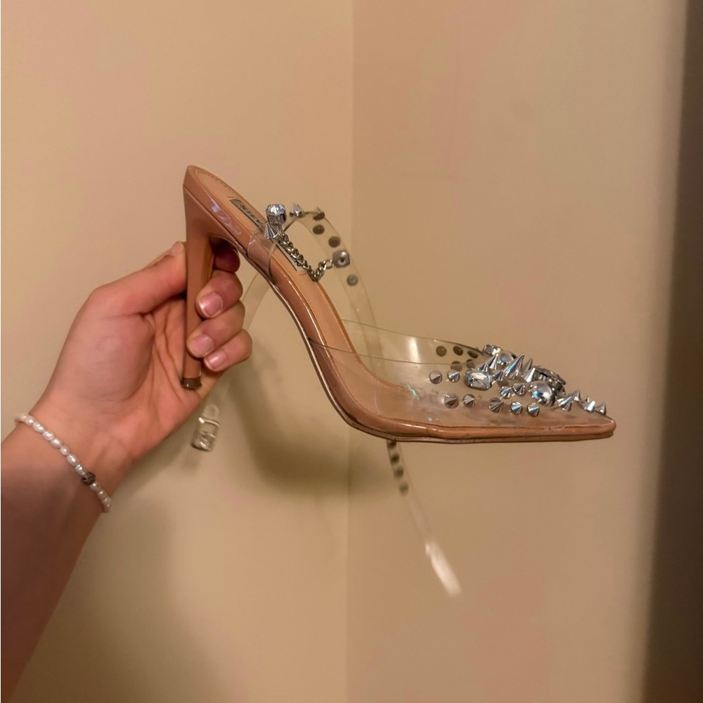 Steve Madden Studded Clear Heels in Nude